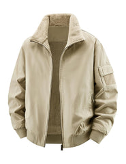 Eisctnd men's winter sherpa-lined bomber jacket front view highlights warmth and rugged style.
