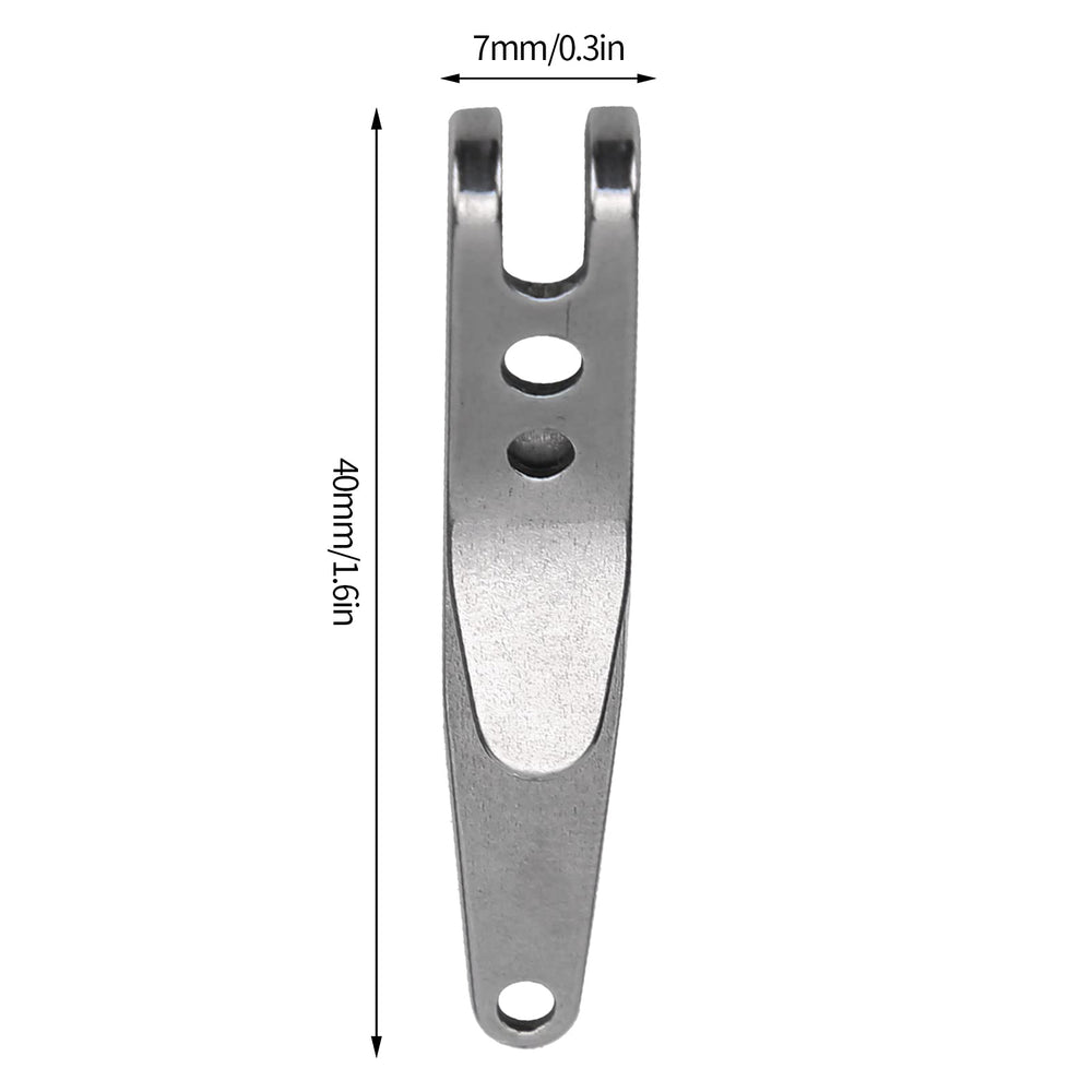 Ejoyous stainless steel pocket clip close-up highlighting durable construction for tough use.