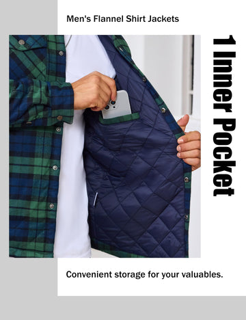 EKLENTSON men's quilted lined coat inner quilt detail emphasizes warmth retention