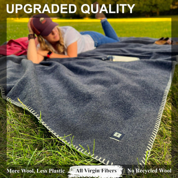 EKTOS virgin wool blanket on sofa showcases indoor coziness and all-season warmth.
