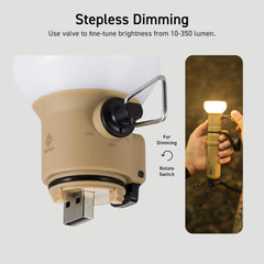 ELECOM NESTOUT LAMP-1 beige stepless dimming for precise brightness adjustments.