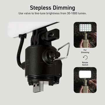 ELECOM NESTOUT 30-1000 lumen output for versatile campsite lighting.