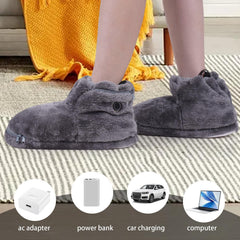 Electric Heated Booties adjustable-drawstring shows secure indoor fit.