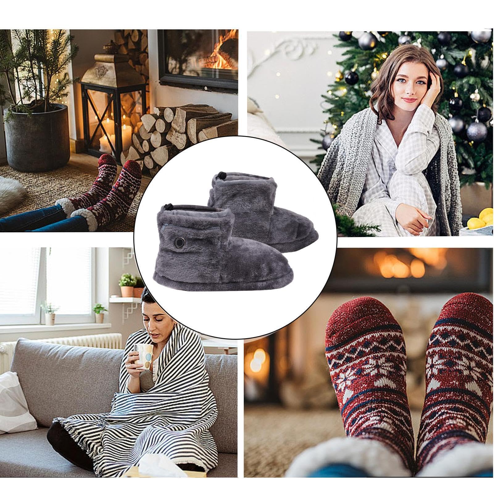 Electric Heated Booties non-slip-soles provide stable footing on indoor floors.