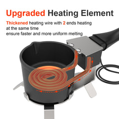 Close-up of rapid heating element melting lead for fishing weights