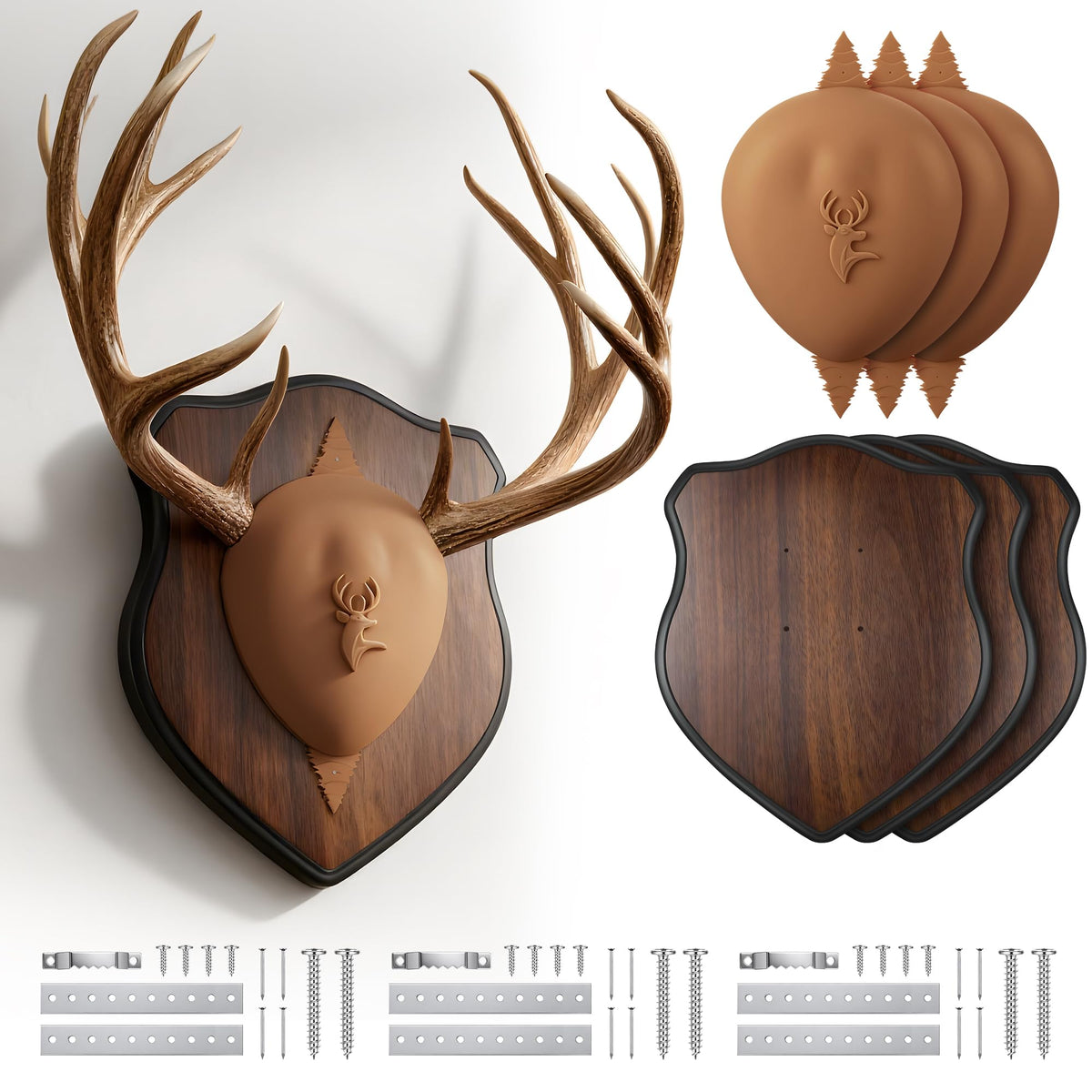 ElectricWise deer antler mounting kit plaque ready to mount trophies on a sturdy plaque.