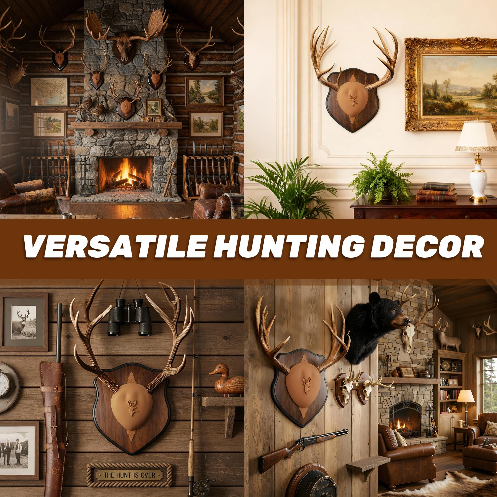 ElectricWise rich brown wood grain finish enhances rustic trophy presentation and warmth.