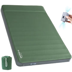 Elegear air and foam pad with built-in pump fully inflated for camping comfort.