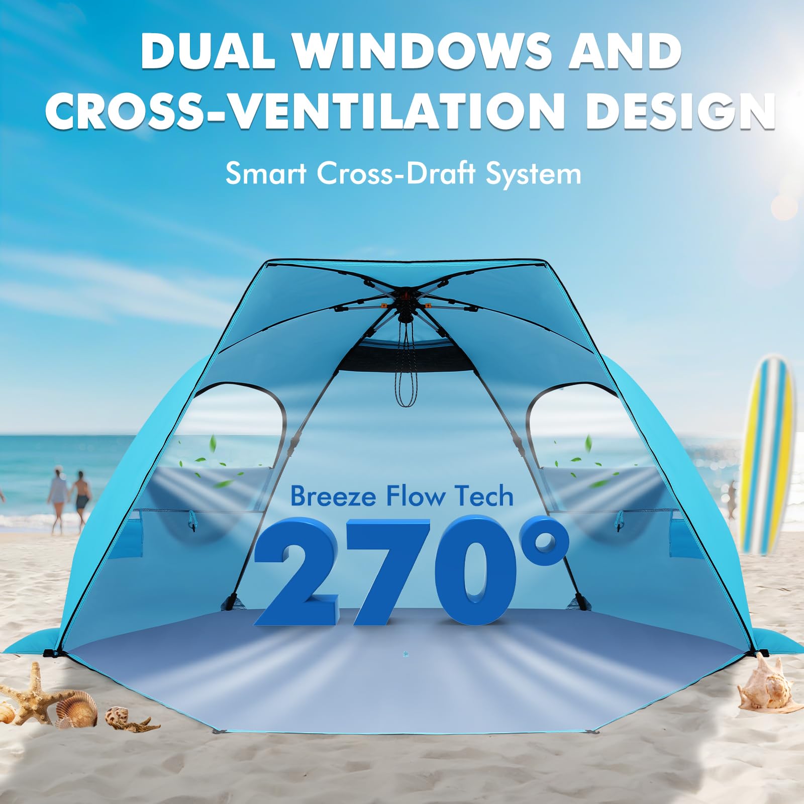Elegear Beach Tent lightweight-portable design makes transport simple.