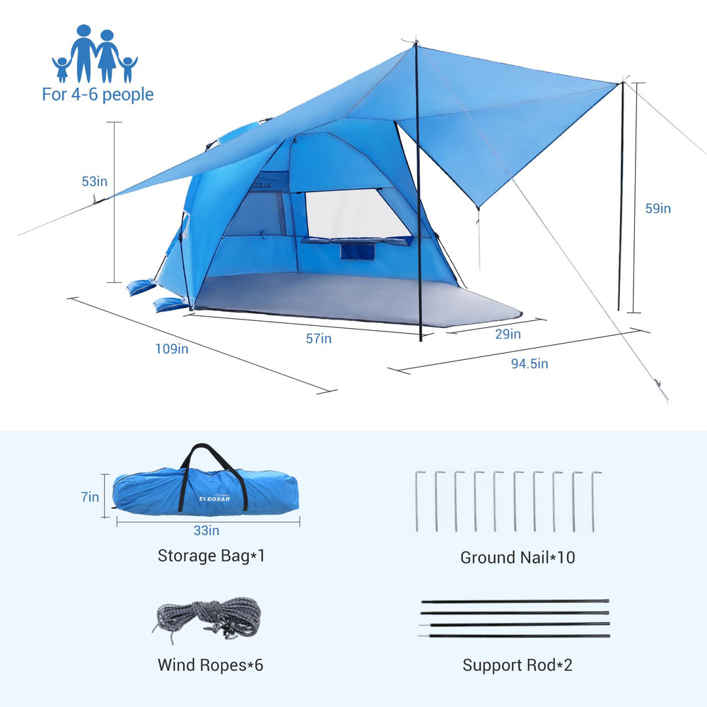 Elegear beach tent portable and lightweight for easy outdoor travel