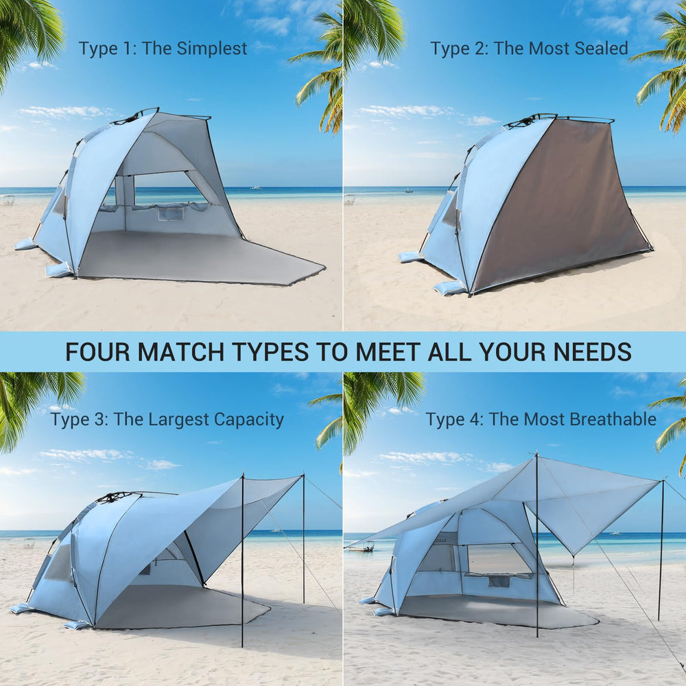 Elegear privacy-friendly beach tent with extended front floor and zipper closure