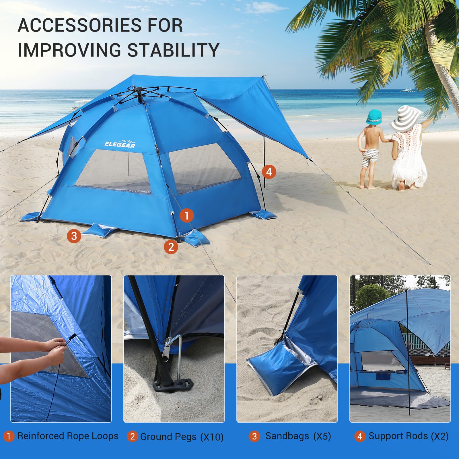 Elegear beach tent privacy-front-floor for changing or nursing discreetly