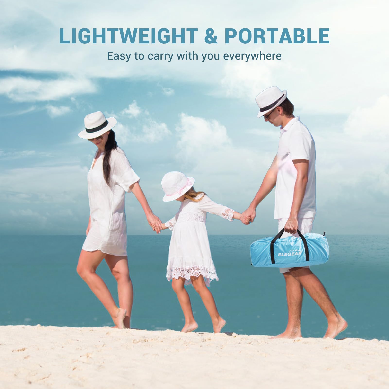 Elegear Beach Tent sky-blue six-to-eight person capacity in a lightweight package