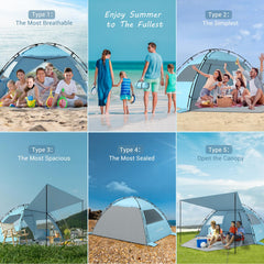 Elegear Beach Tent sky-blue folded design emphasizes portability