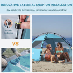 Elegear Beach Tent sky-blue rear-door open highlights 360° ventilation