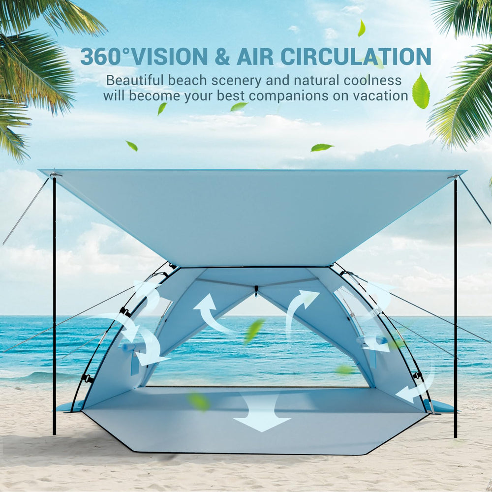 Elegear Beach Tent sky-blue spacious interior fits 6-8 people
