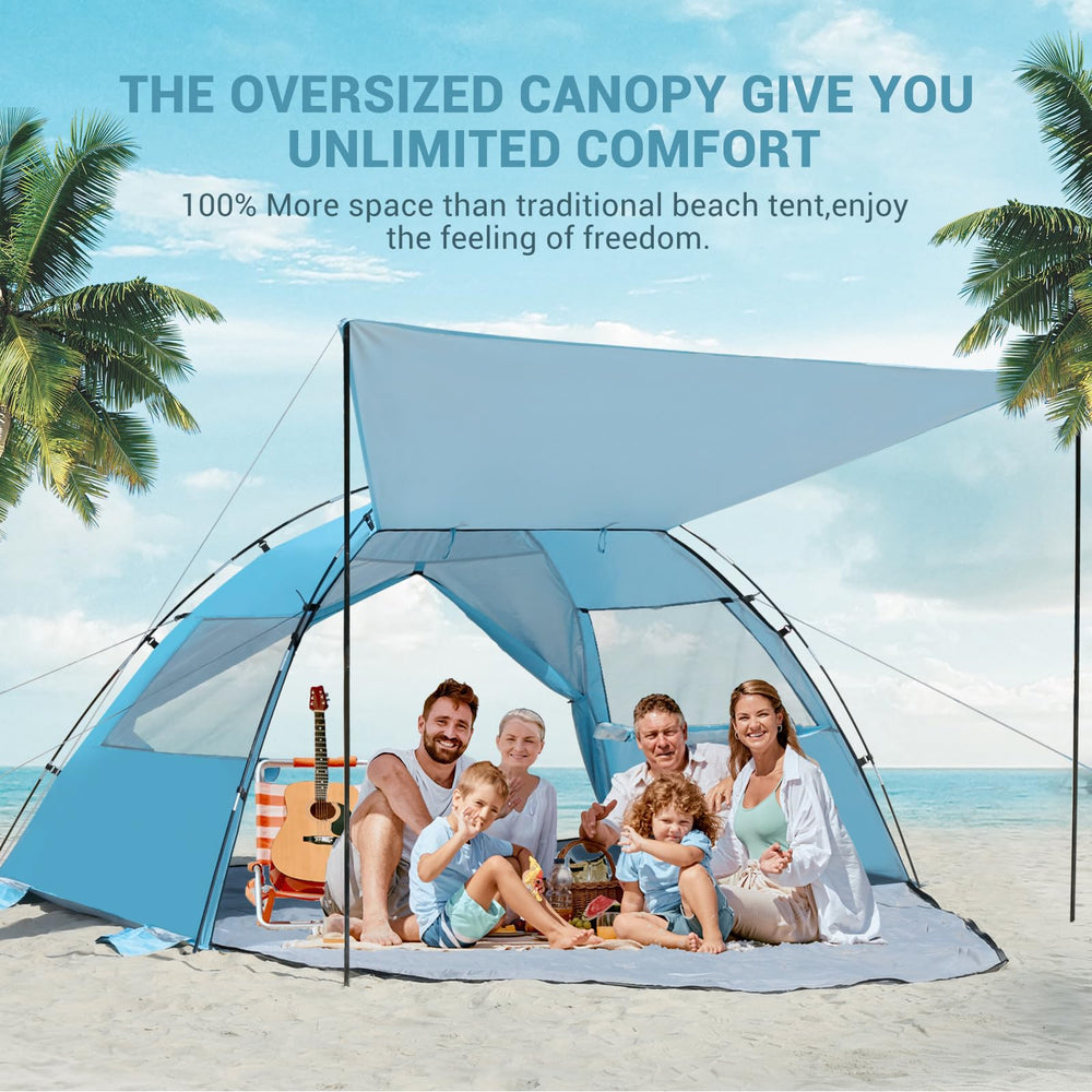 Elegear Beach Tent sky-blue waterproof fabric guards against drizzle