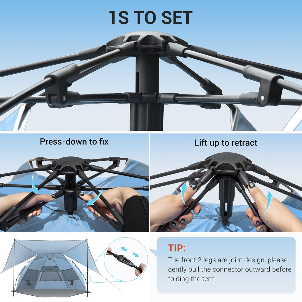 Elegear beach tent with UPF 50+ sun protection and waterproof fabric