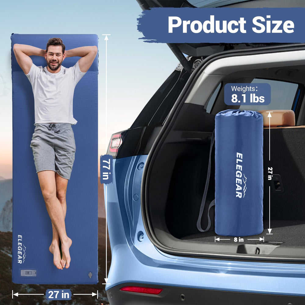 Elegear car camping-friendly pad ready for vehicle trips with all-season comfort.