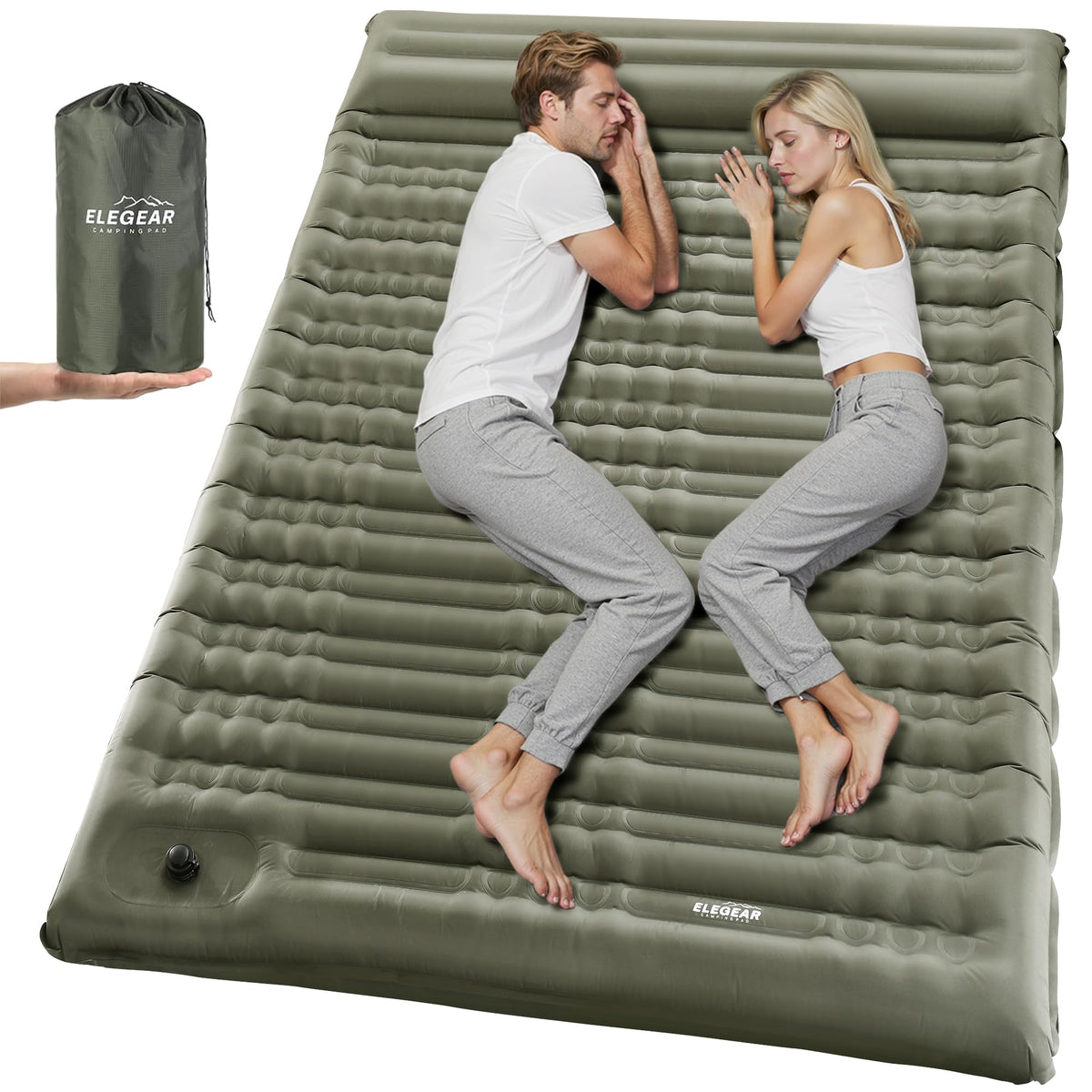 Elegear double sleeping pad ultra-thick close-up highlighting plush comfort for cold ground