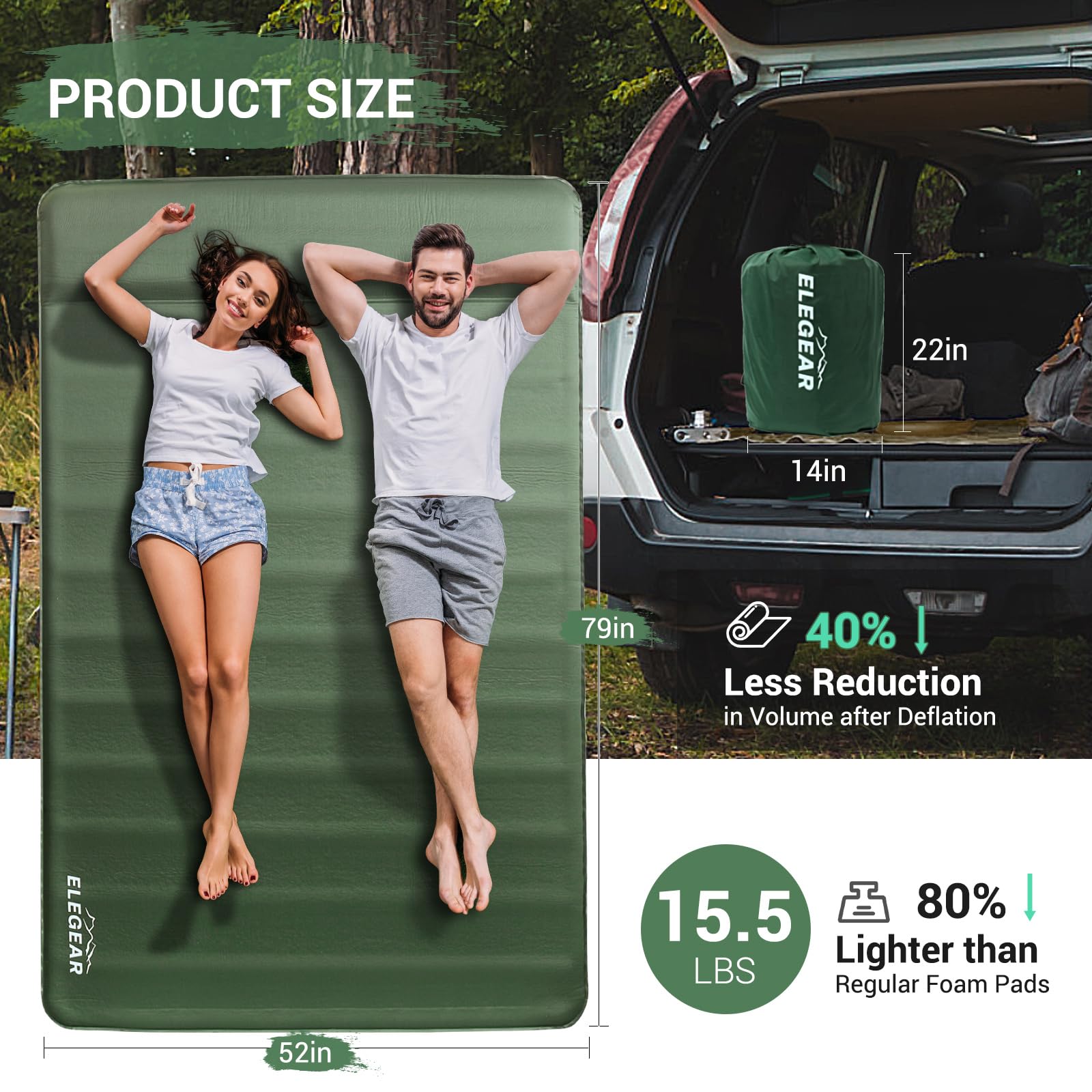 Elegear durable-50D fabric with leak-proof TPU resists wear for rugged camping trips.