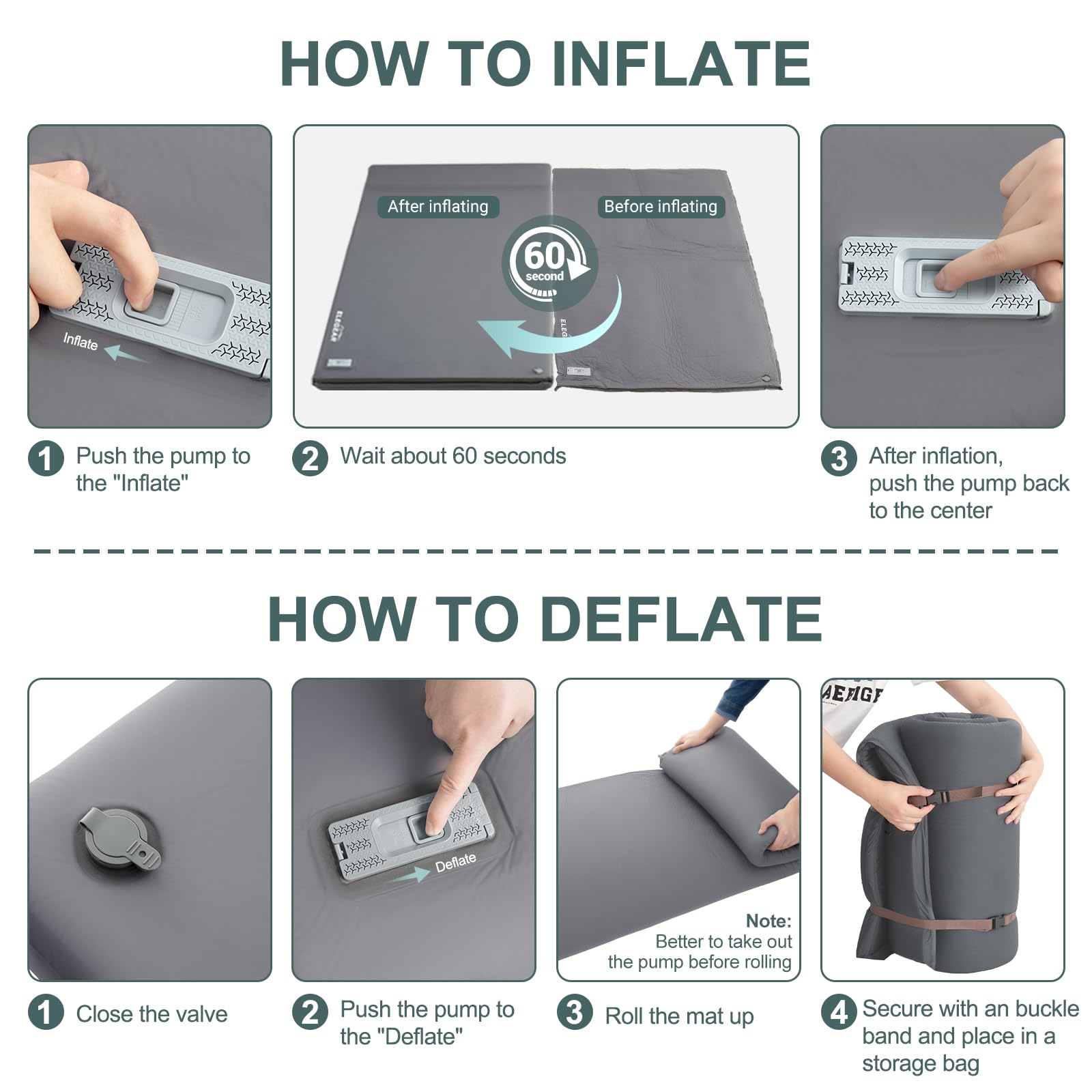 Elegear foam-based sleeping pad stays stable on uneven ground during sleep.