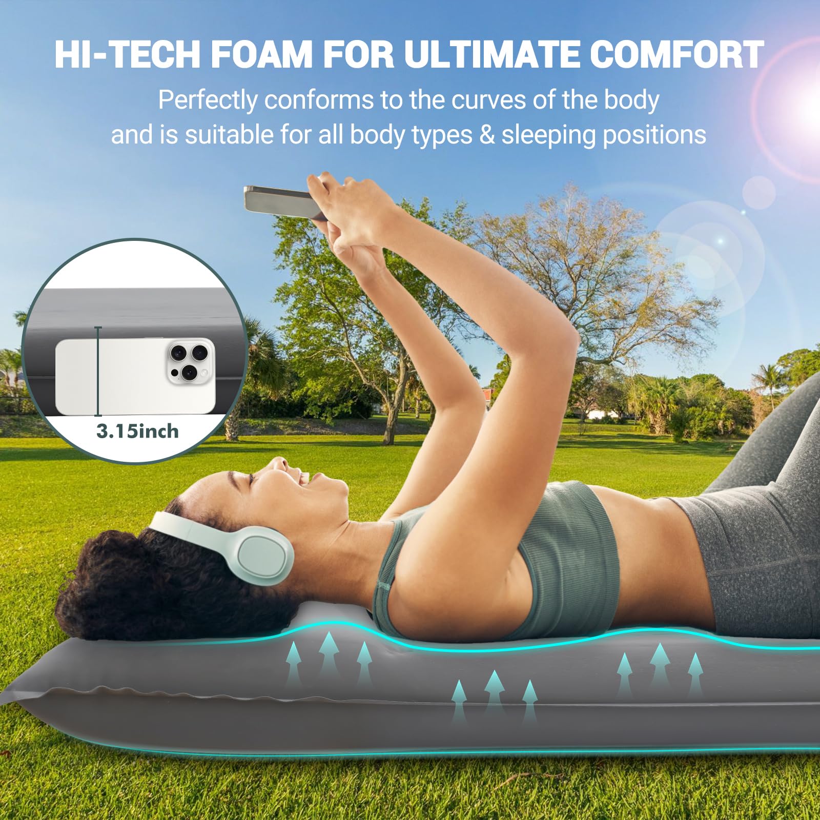 Elegear heavy-duty pad supports up to 800 pounds for car camping.