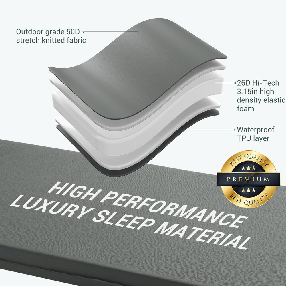 Elegear sleeping pad in-car setup on tent floor for road trips.
