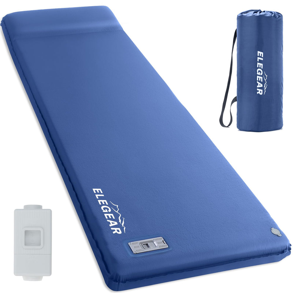Elegear self-inflating sleeping pad pump view highlights effortless inflation and space-saving design.