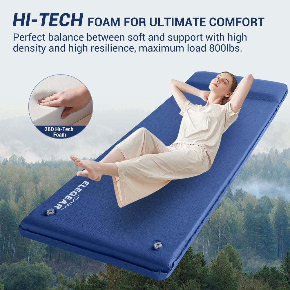 Elegear ultra-thick camping pad with 800 lbs capacity for heavy campers