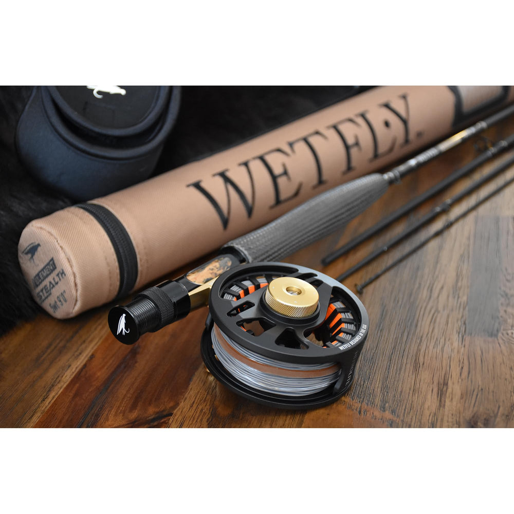 Nitrolite Pro reel with brass accents and large arbor spool