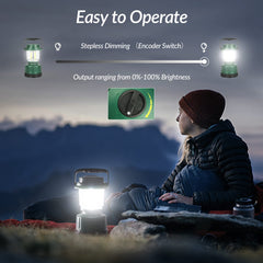 Elesall LED Camping Lantern with dimmer control to adjust brightness.