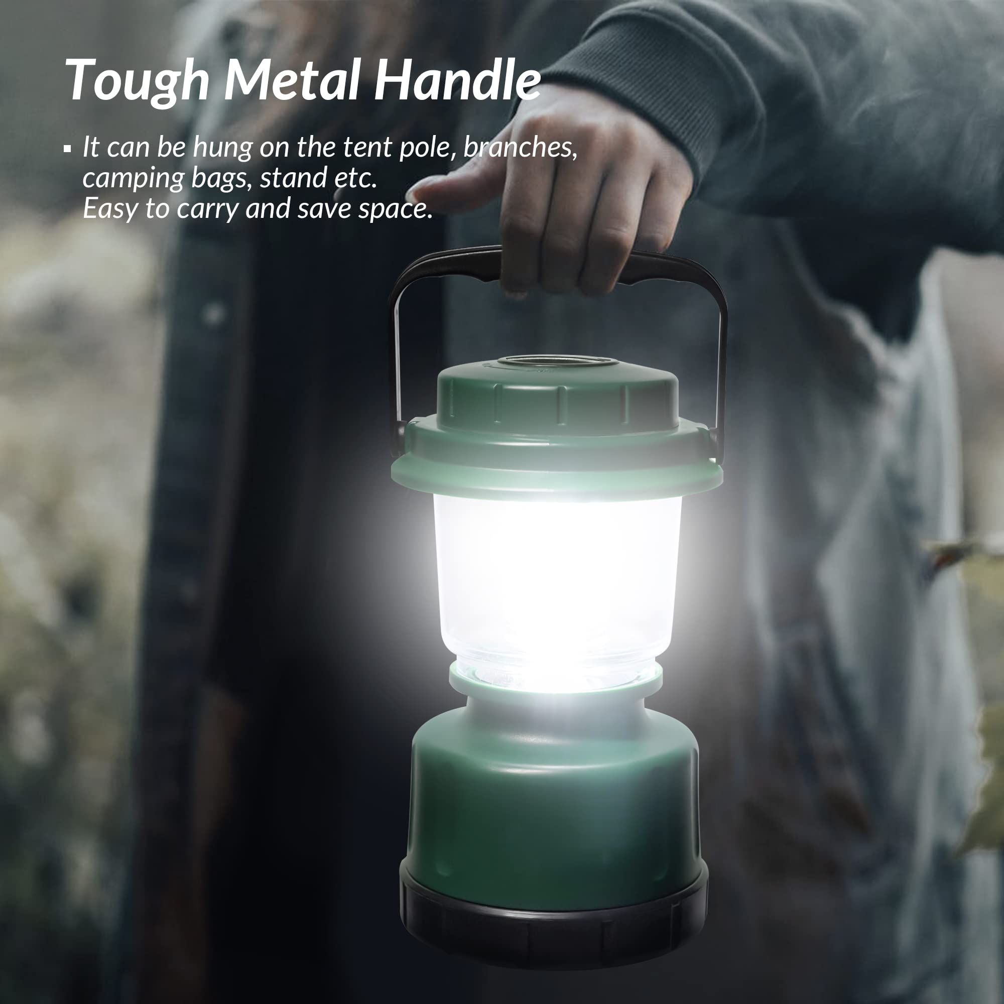 Elesall LED Camping Lantern's water-resistant body withstands rain.