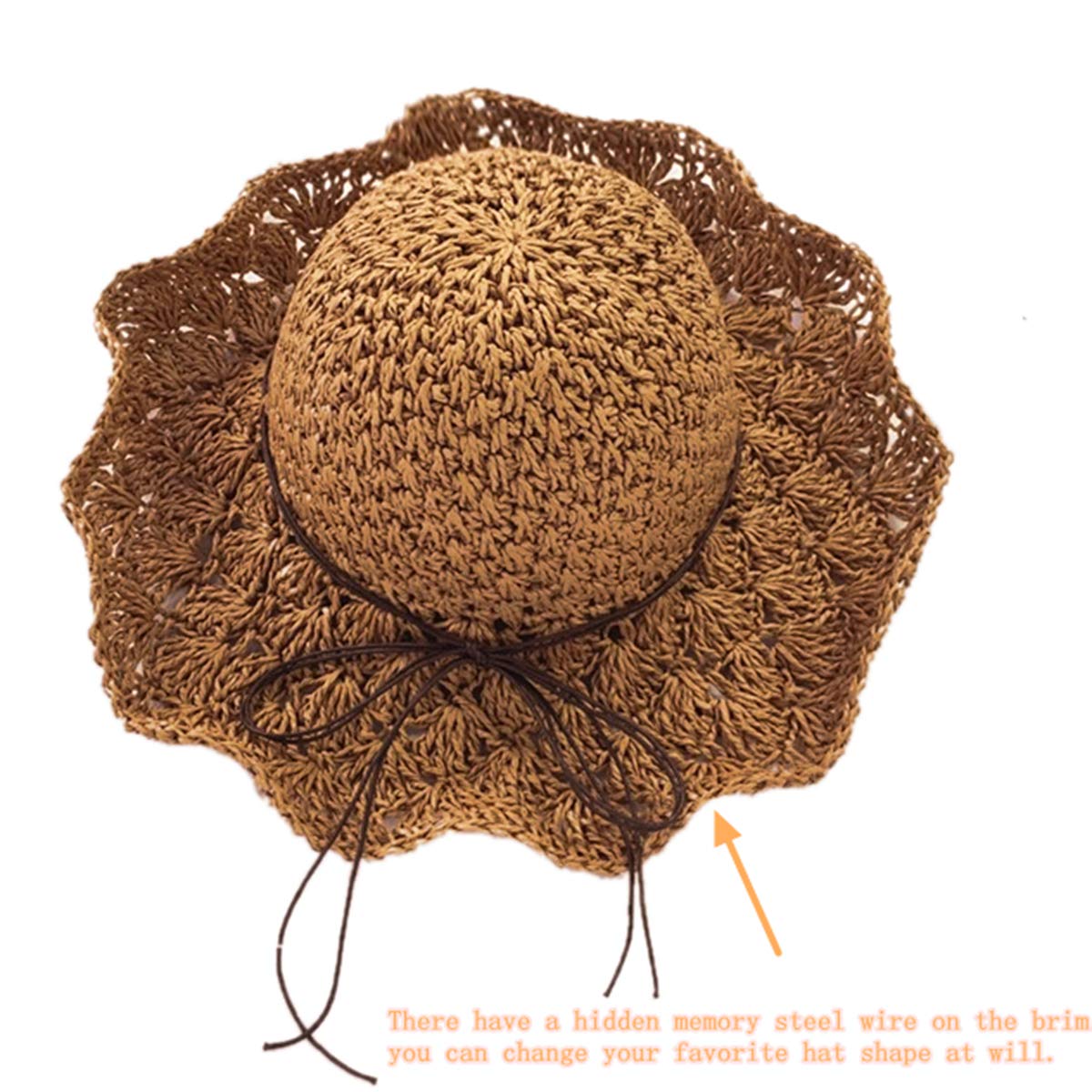 ELFOR wide-brim brown beach hat enhances shade and style