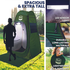 Elil camping shower tent LED-light for night-time portable showers.