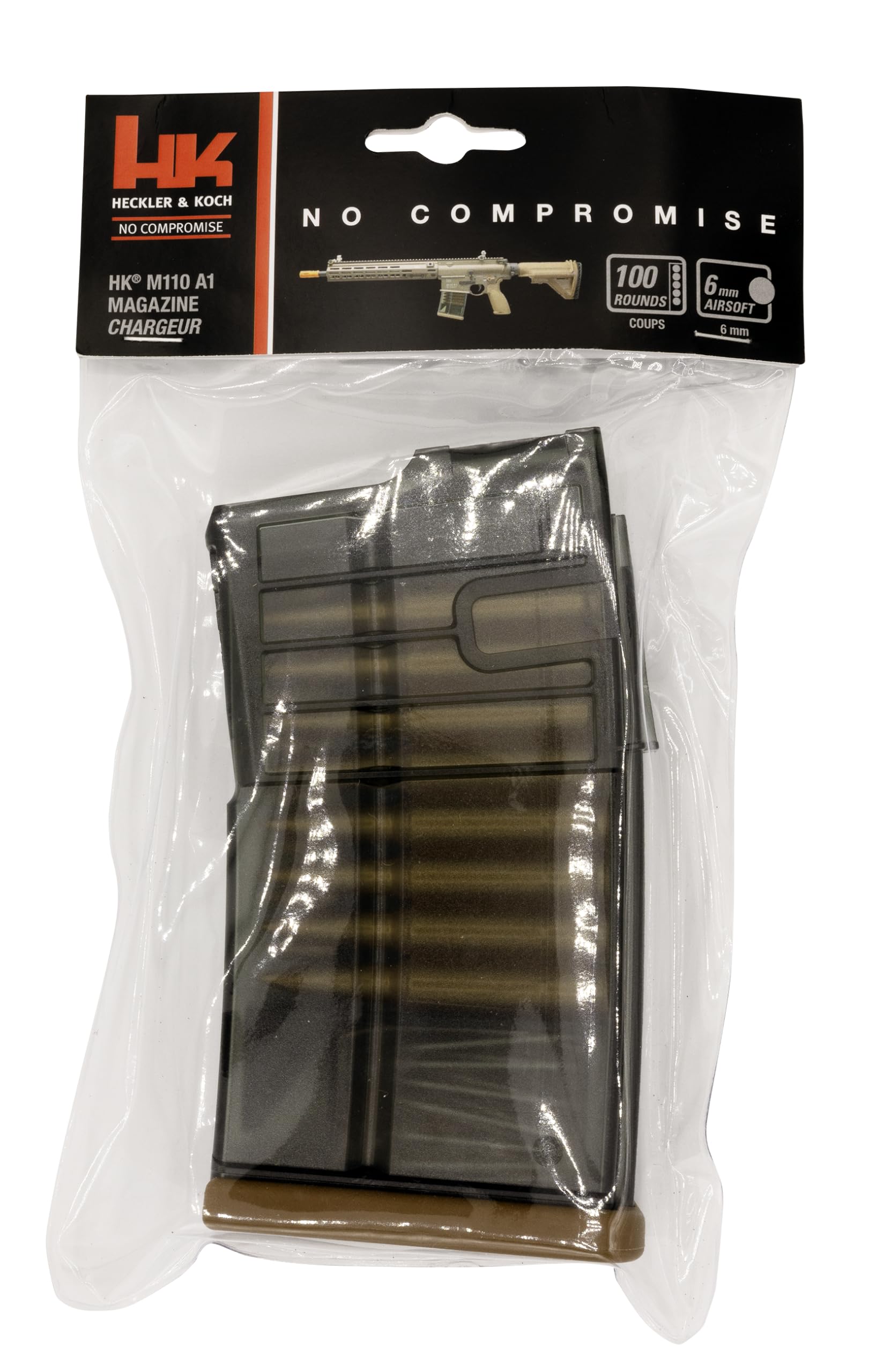 Elite Force HK M110 A1 magazine exterior detail, robust construction.