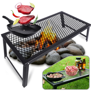 ELK portable campfire grill stainless surface aids quick cleanup.