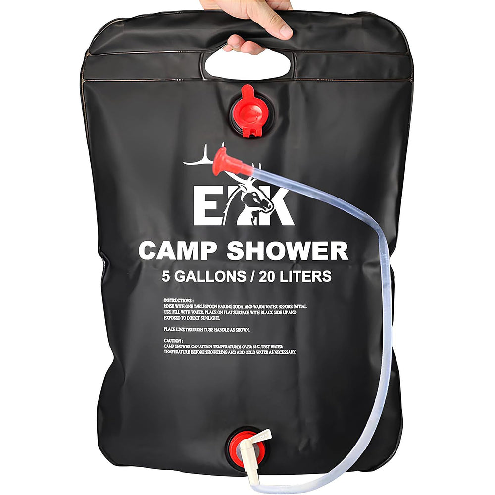 ELK solar shower bag folded compact for easy transport and storage