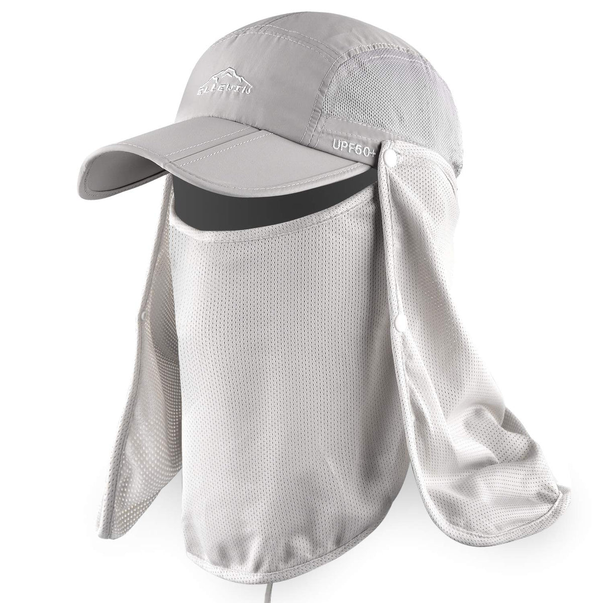 ELLEWIN Outdoor Sun Hat Light Grey with neck flap and wide brim