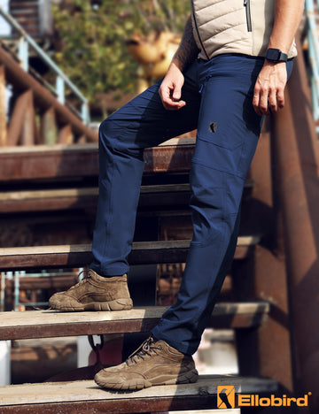 Ellobird men's flex cargo hiking pants belt area closeup showing adjustable fit.