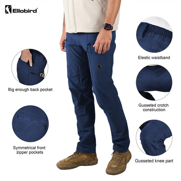 Ellobird men's flex cargo pants knee-area 3D tailoring enabling freedom of movement