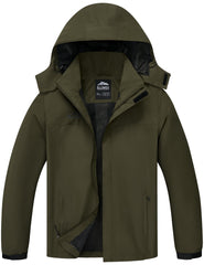 ELLSWOS men's raincoat close-up of waterproof fabric for rugged weather protection.