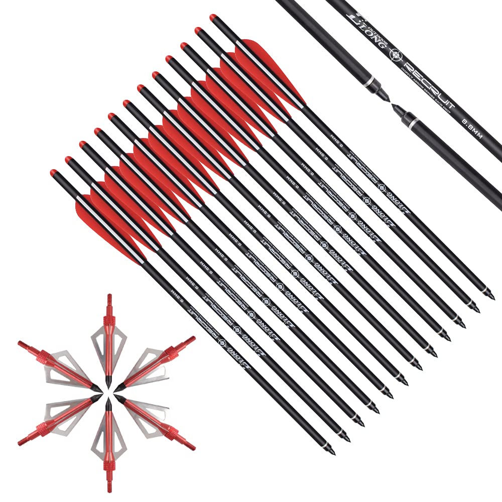 ELONG OUTDOOR crossbow bolts 20-inch carbon 12-pack for accurate hunting and practice