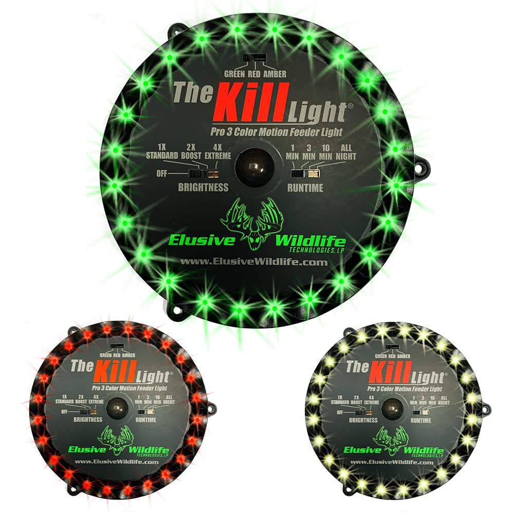 Elusive Wildlife Kill Light main unit with three color options for night hunting.
