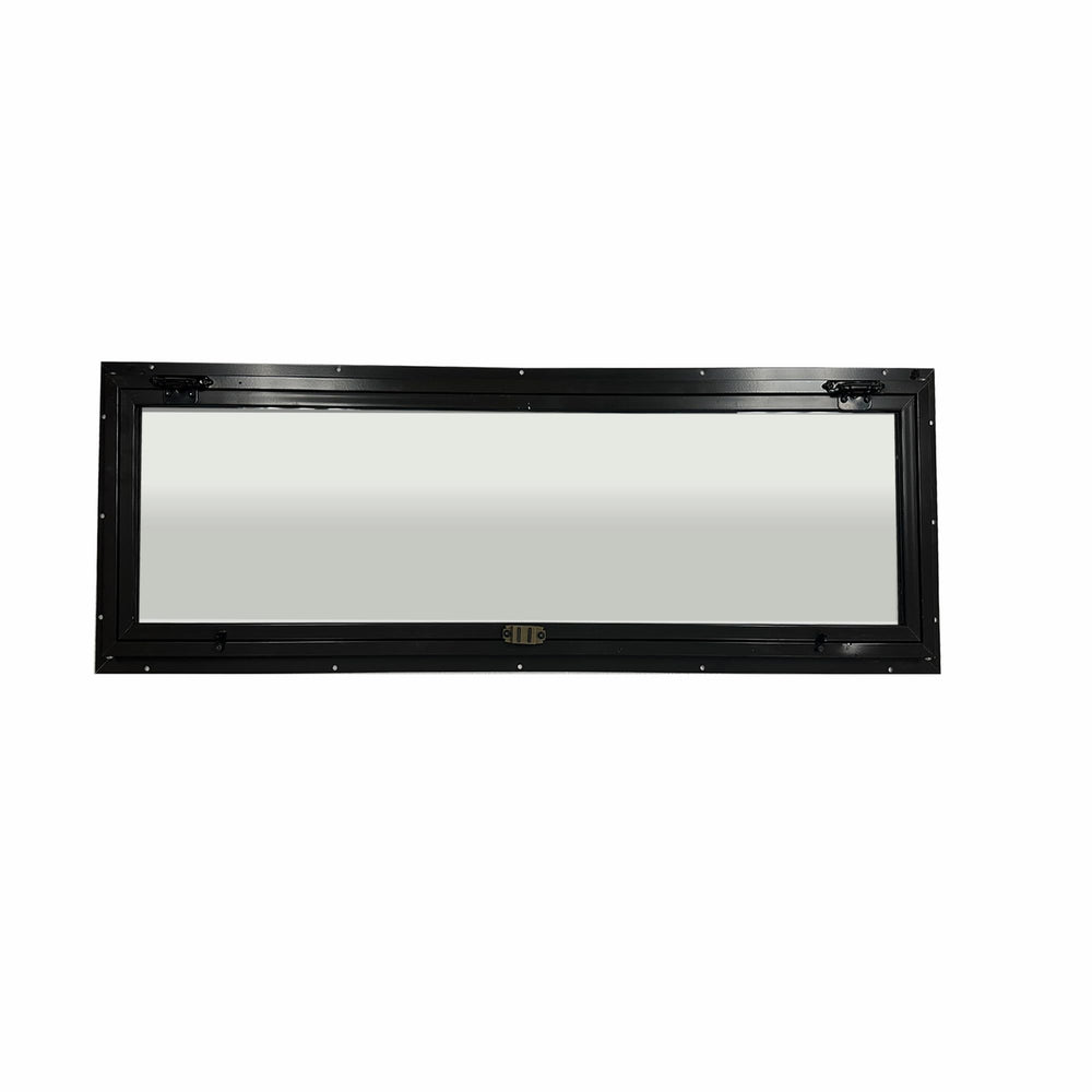 Elusive Wildlife deer blind window with swing sash for wide, clear visibility.