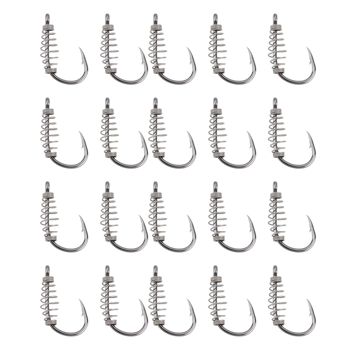 eMagTech spring fishing hooks set, 20 pieces, size 10, black, high carbon steel