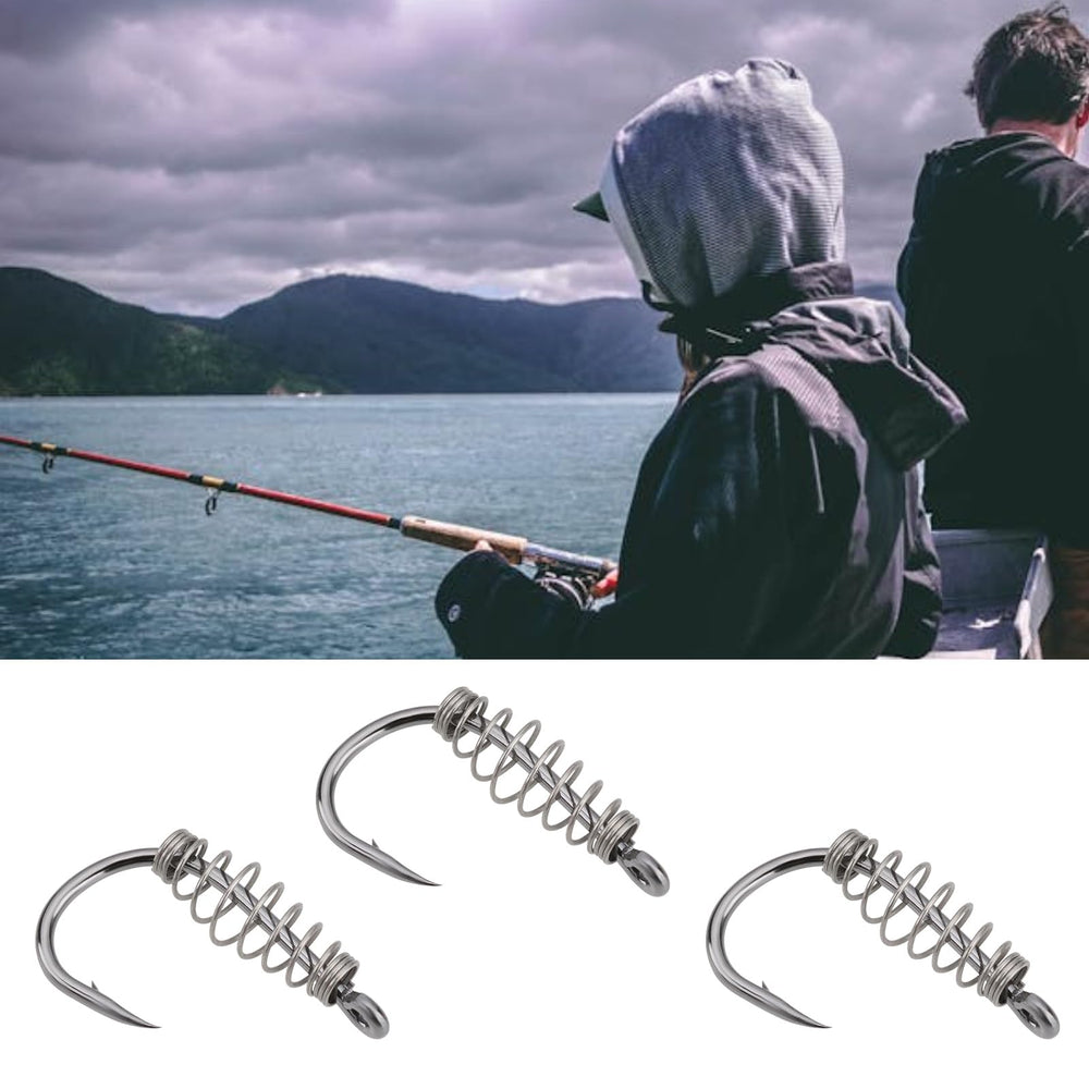 Close-up of eMagTech spring hook with metal spring and barbed point