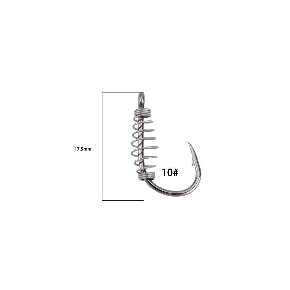 Spring fishing hook with barbs for secure grip on trout and carp