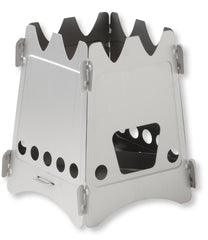 Emberlit Titanium UL stove packs flat for ultralight camping use.