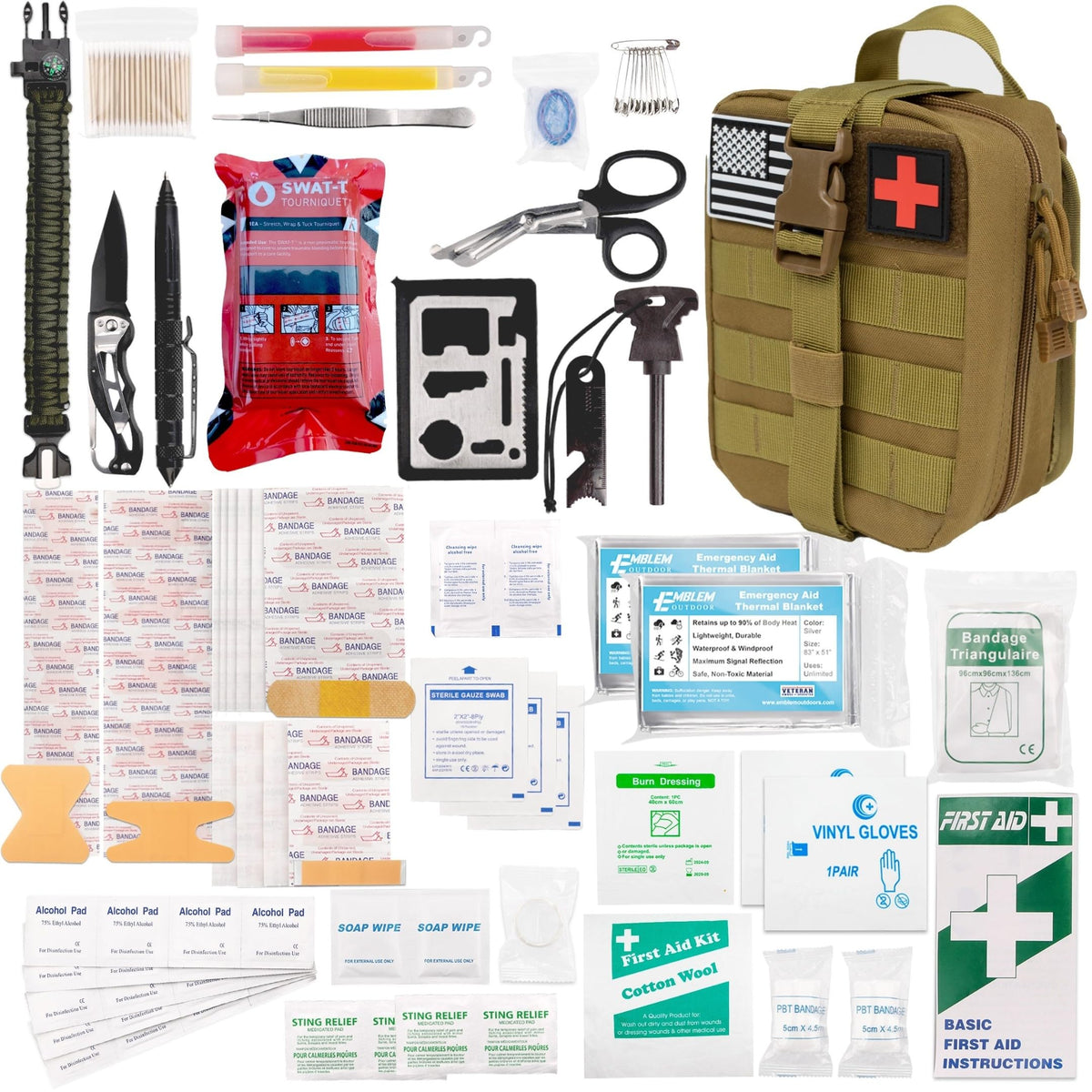 Emblem Outdoor OD 242 first aid kit with MOLLE pouch for quick access.